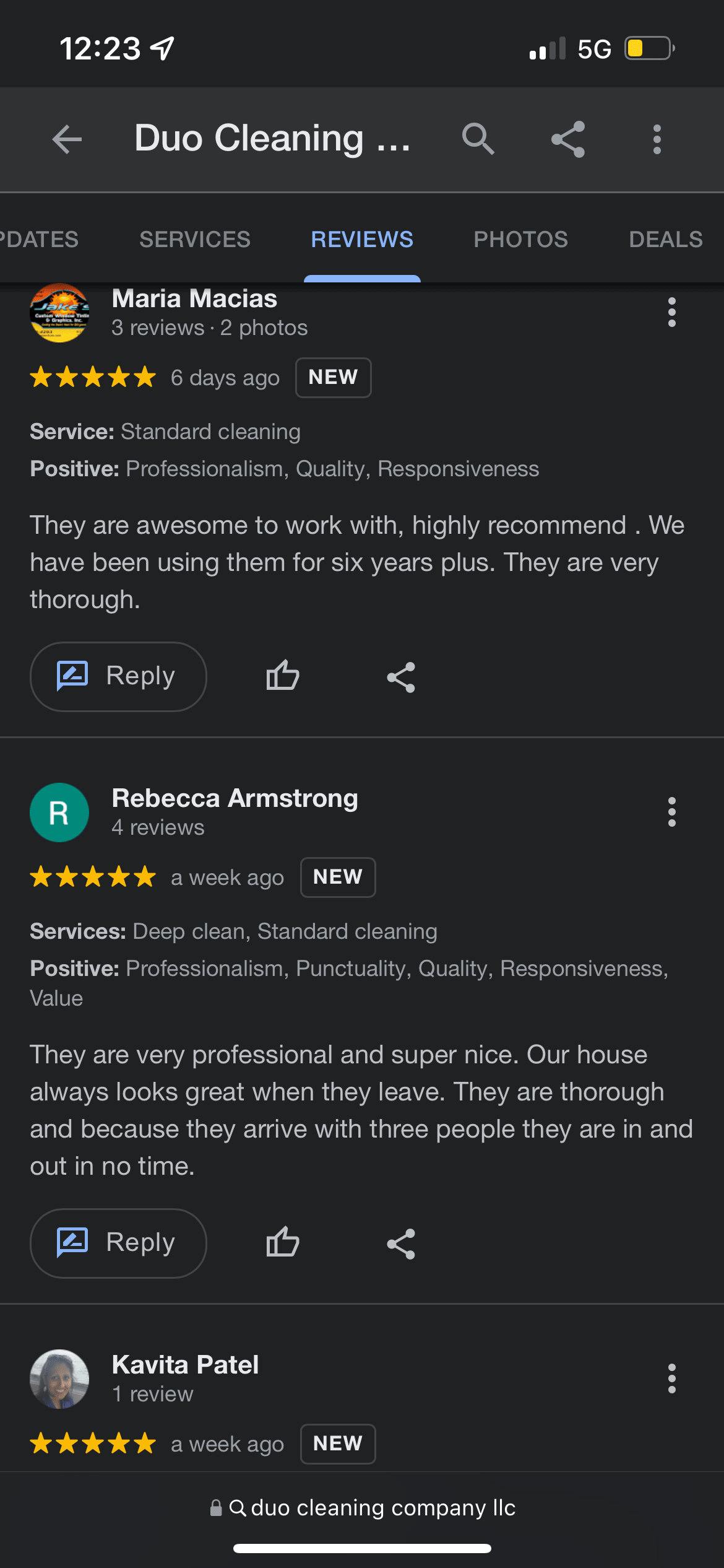 Five stars google review from our recurring home cleaning customers. 